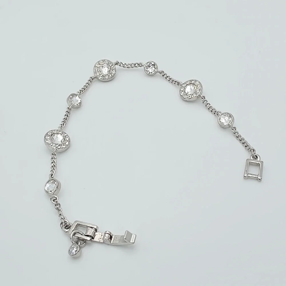 New! GIVENCHY‎ Station Bracelet SWAROVSKI Crystals Clear Silver Plate 6.75